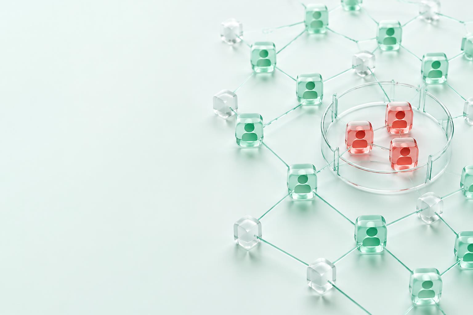 A connected account network with a credit-farming cluster isolated from legitimate users